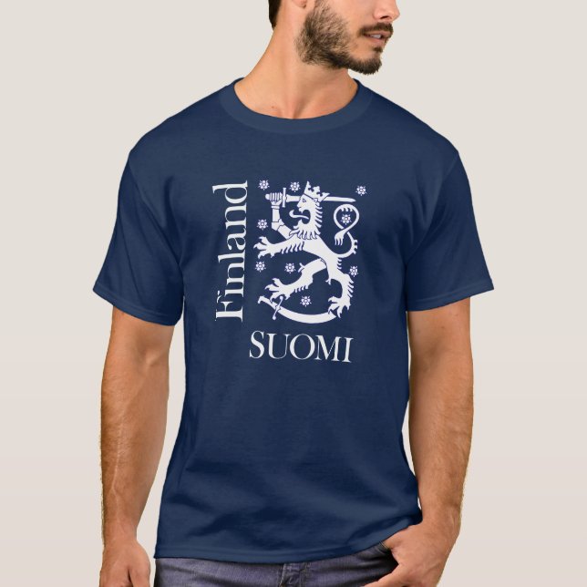 Camiseta Leão do branco de Finlandia SUOMI (Frente)