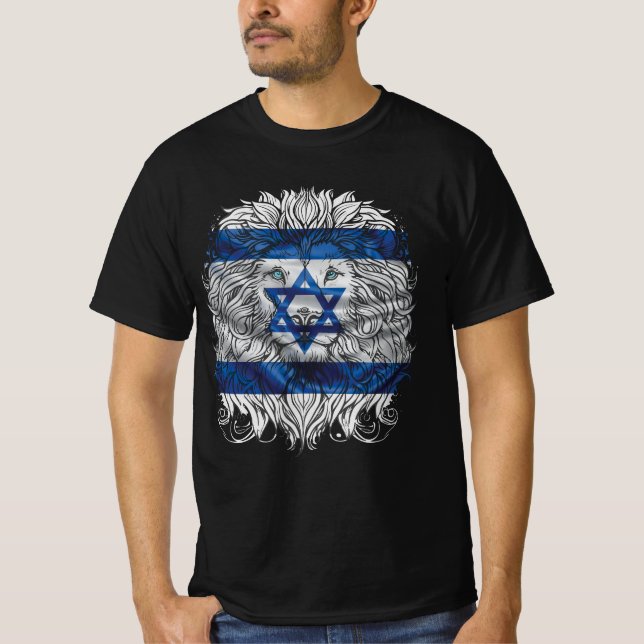 Camiseta Leão do Orgulho Judaico Judeu Israel Bandeira Jeru (Frente)