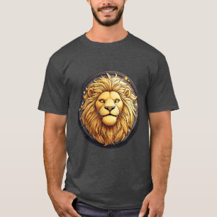 Camiseta Leão Dourado Dentro do Círculo Cósmico