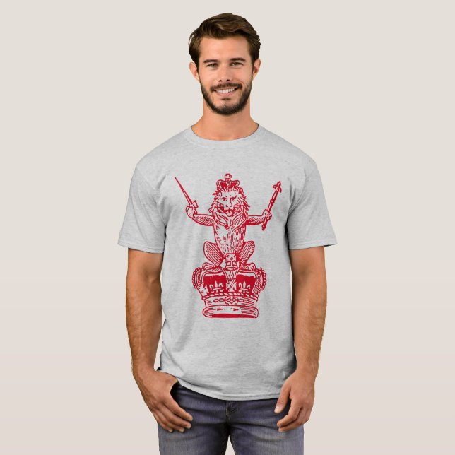 Camiseta Leão e Coroa - Vermelho (Frente Completa)