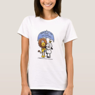 Camiseta Leão e Lamb sob guarda-chuva