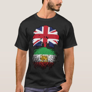 Camiseta Leão e Sol de Raízes Iranianas Crescidas Britânica