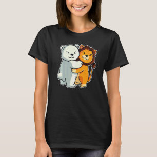 Camiseta Leão E Urso Polar Animais Fofos Para Mulheres Anim