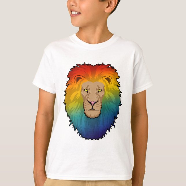 Camiseta Leão em cores arco-íris (Frente)