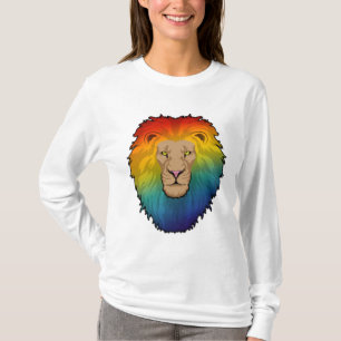 Camiseta Leão em cores arco-íris