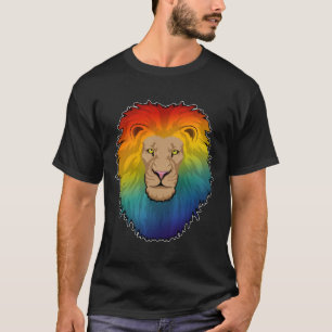 Camiseta Leão em cores arco-íris