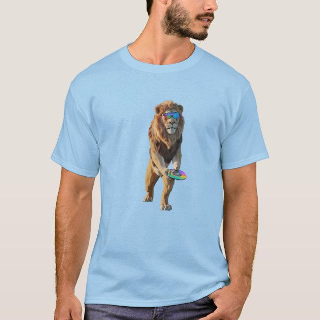 Camiseta Leão Engraçado Disc Golf (Frente)