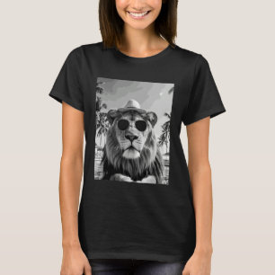 Camiseta Leão Engraçado Selfie Férias de Verão Safari Amant