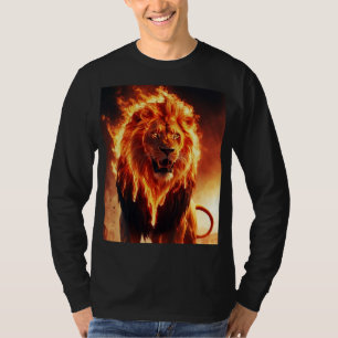 Camiseta Leão Fiery Para Homens Leão Flamejante