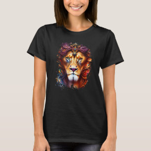 Camiseta Leão Gato Selvagem Animal Colorido Rei da Selva