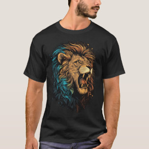 Camiseta Leão Gato Selvagem Retrato Vida Selvagem