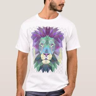 Camiseta Leão Geométrico Colorido – Polígono Abstr