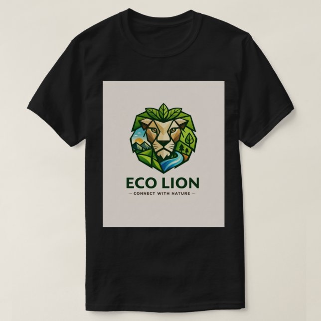 Camiseta Leão Geométrico Eco-Nature (Frente do Design)