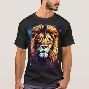 Camiseta "Leão Geométrico Majestoso: Profundidade 3D e Eleg