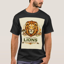 Camiseta Leão Geométrico: Proteja a Vida Selvagem