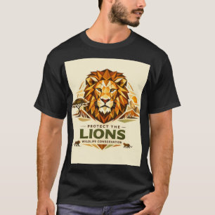 Camiseta Leão Geométrico: Proteja a Vida Selvagem
