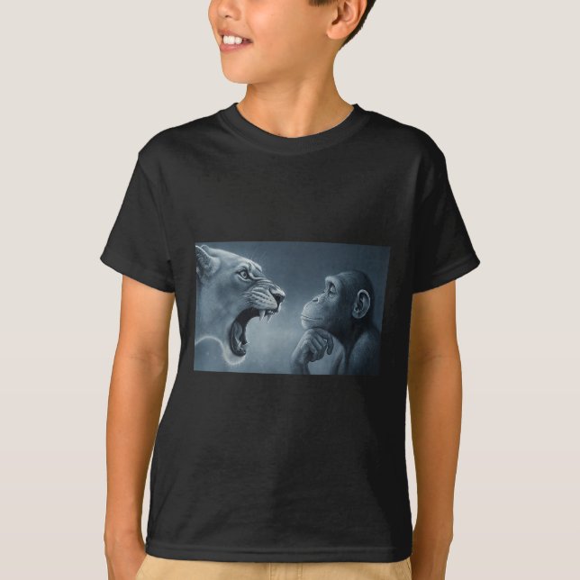 Camiseta Leão Gritando Em Macaco, Macaco E Monge-Memória Li (Frente)