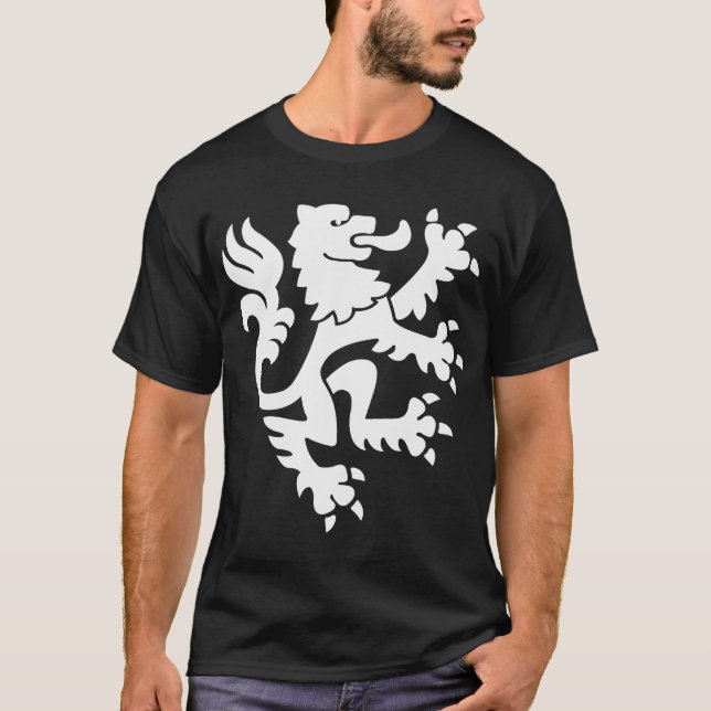 Camiseta Leão Heráldico 01 - Branco (Frente)