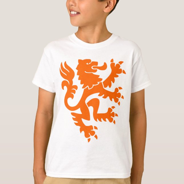 Camiseta Leão Heráldico 01 - Laranja (Frente)
