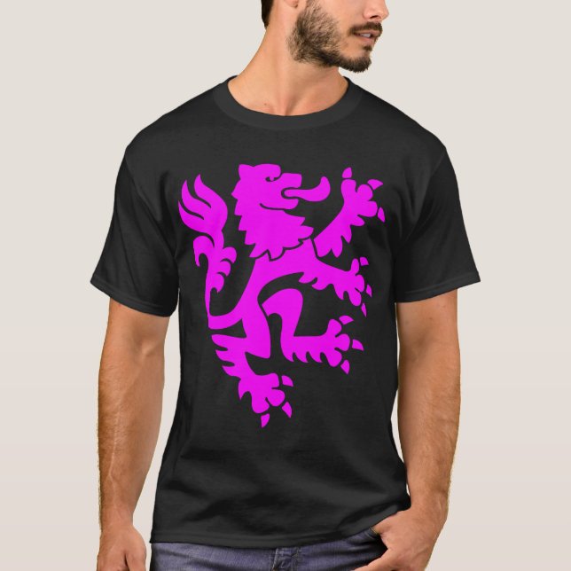 Camiseta Leão Heráldico 01 - Magenta (Frente)