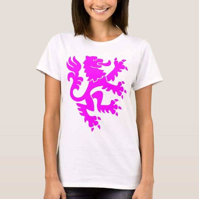 Camiseta Leão Heráldico 01 - Magenta (Frente)