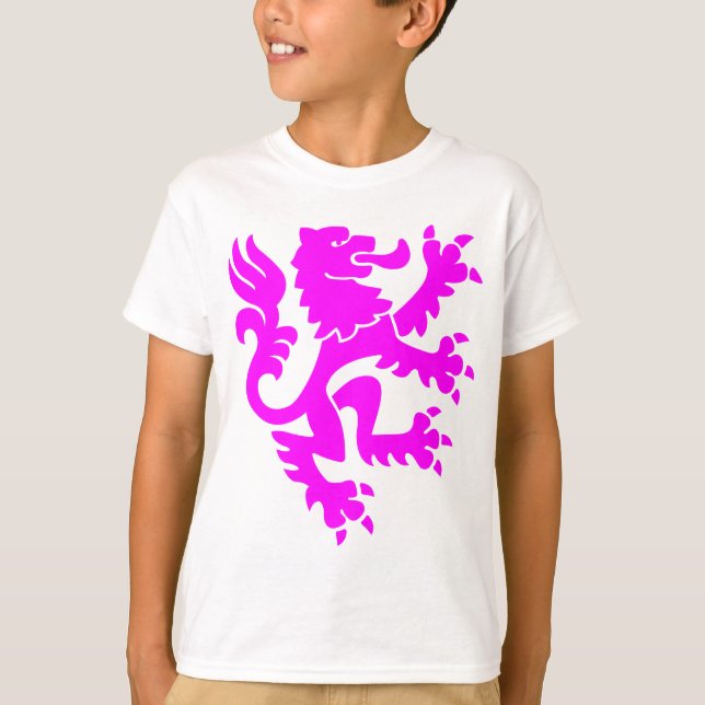 Camiseta Leão Heráldico 01 - Magenta (Frente)