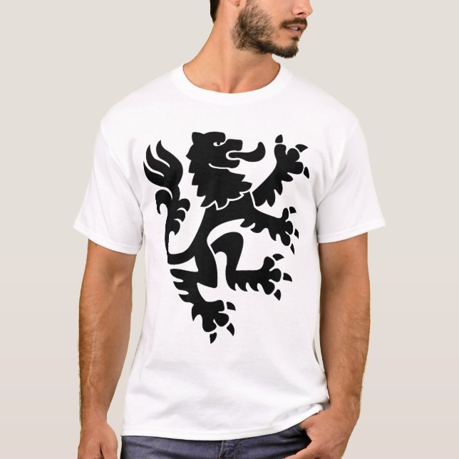 Camiseta Leão Heráldico 01 - Preto (Frente)
