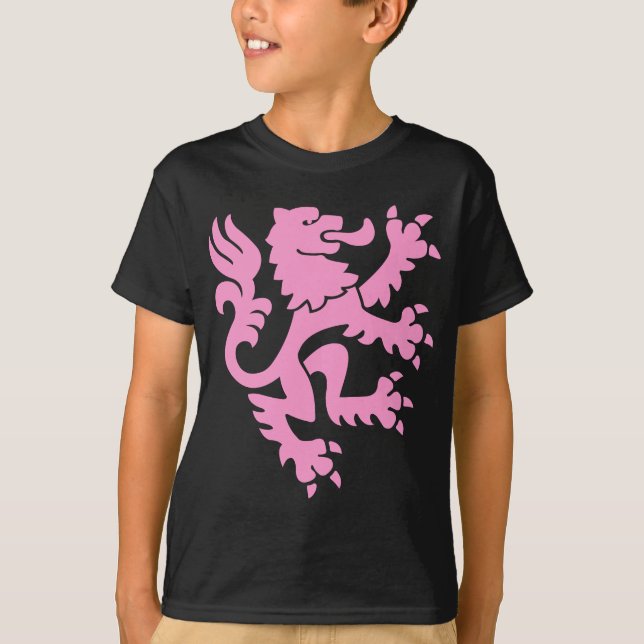 Camiseta Leão Heráldico 01 - Rosa (Frente)