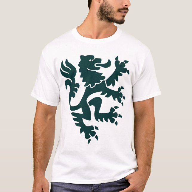 Camiseta Leão Heráldico 01 - Verde Escuro (Frente)