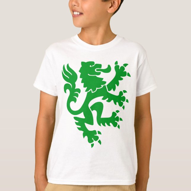 Camiseta Leão Heráldico 01 - Verde-Grama (Frente)