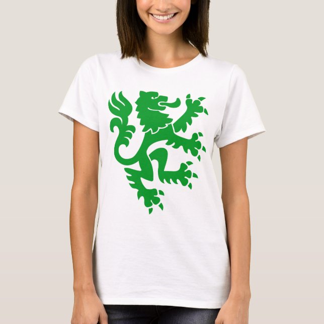 Camiseta Leão Heráldico 01 - Verde-Grama (Frente)