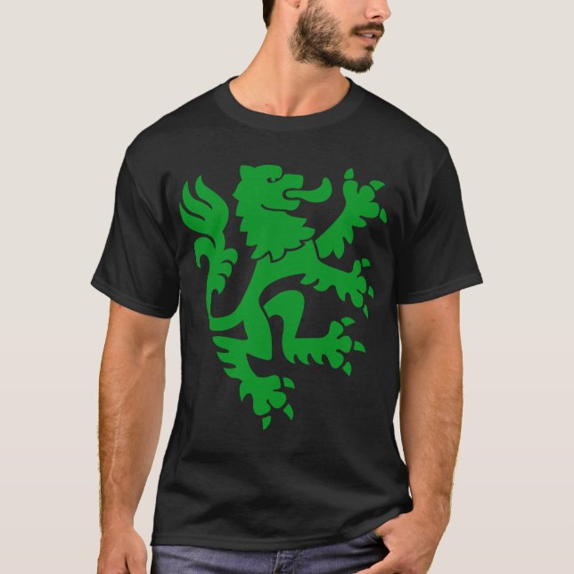 Camiseta Leão Heráldico 01 - Verde-Grama (Frente)