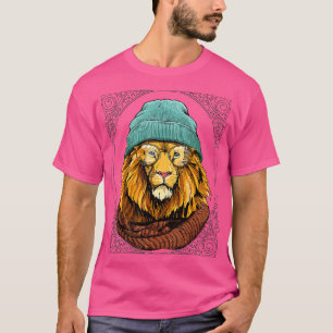 Camiseta Leão hipster Com Óculos Vida Selvagem Safari Anima