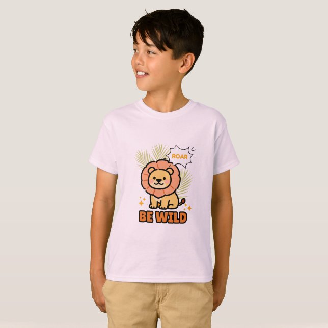 Camiseta Leão Ilustrado Laranja e Amarelo (Frente Completa)