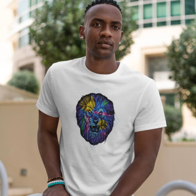Camiseta Leão Irritado Colorido (Criador carregado)
