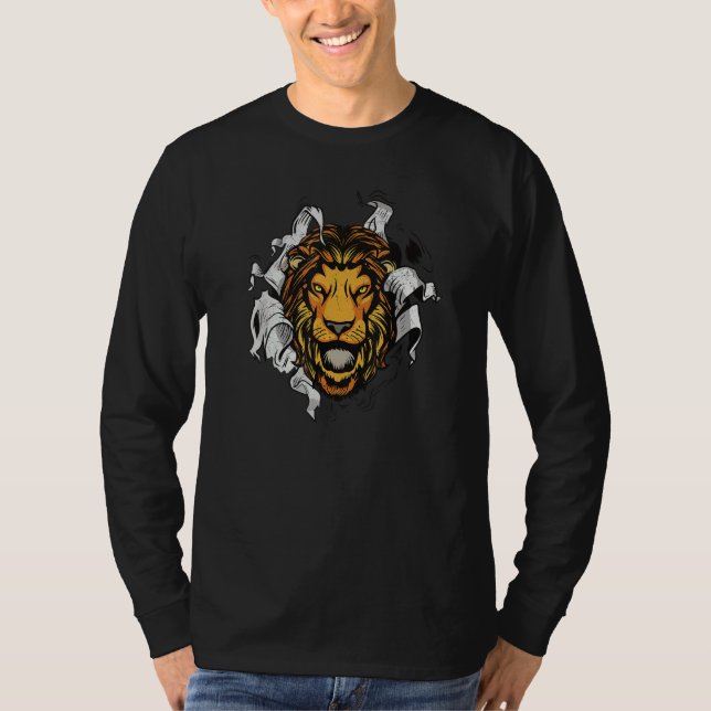 Camiseta Leão Leão Cabeça - O Rei Do Animal Vira (Frente)