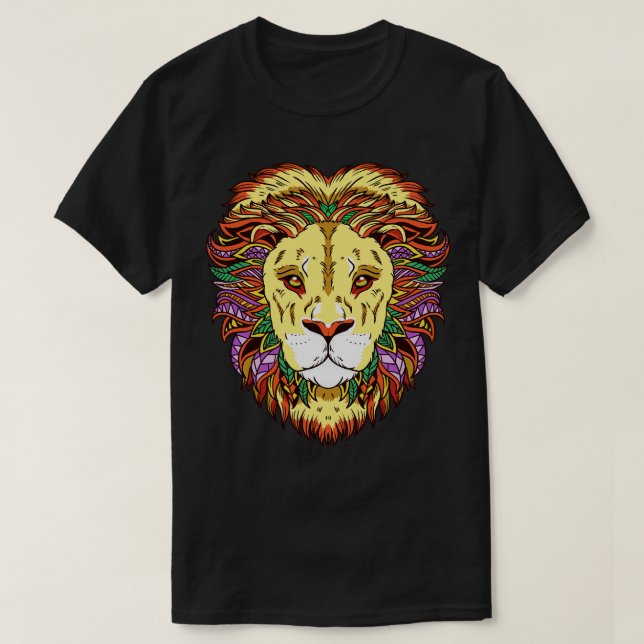 Camiseta Leão Leão Cabeça Zodiac - Símbolo Astrologia (Frente do Design)