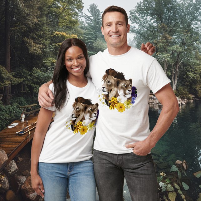 Camiseta Leão Leoa Floral Verde  (Criador carregado)