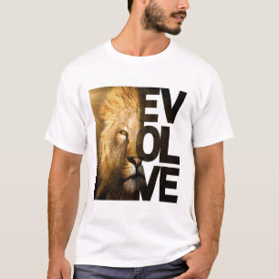 Camiseta Leão Majestoso Evoluir Rosto Dividido Motivacional