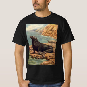 Camiseta Leão-Marinho à Beira-Mar, Mamíferos Marinhos Vinta