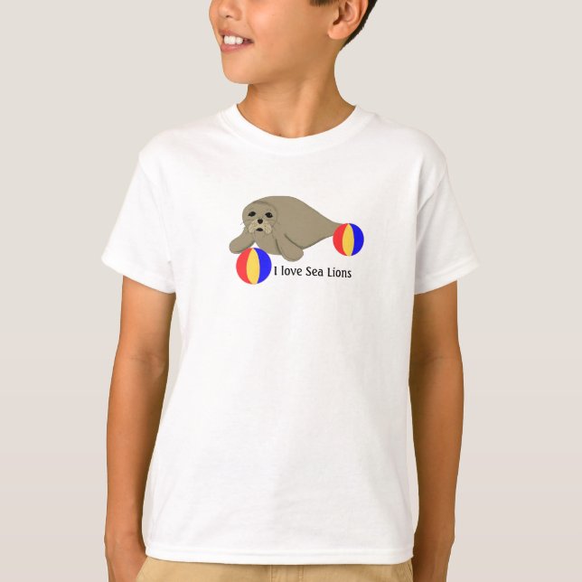 Camiseta Leão-Marinho com Bolas de Praia (Frente)