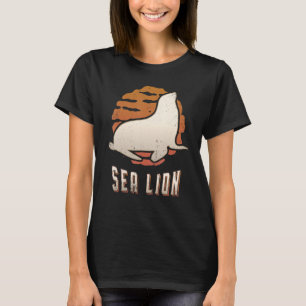 Camiseta Leão-Marinho Vintage Retro Clássico Animal Pôr do 