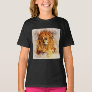 Camiseta Leão Masculino Com Retrato De Grande Maneira De Aq