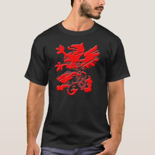 Camiseta Leão medieval vermelho