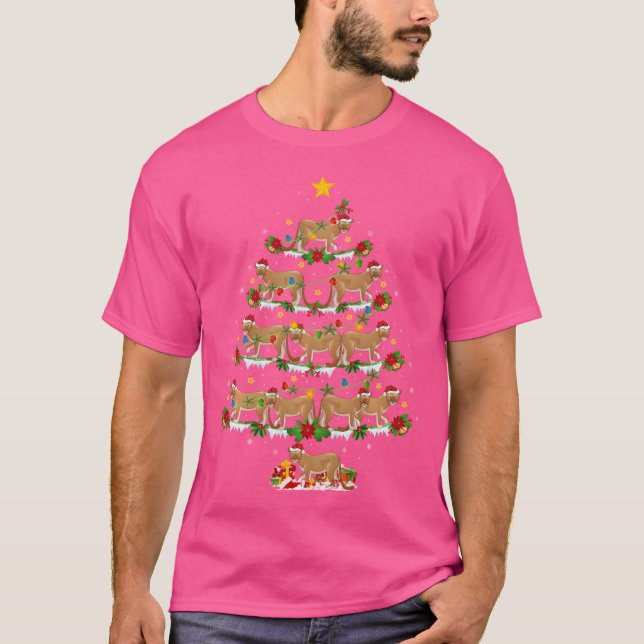 Camiseta Leão-Montanha Lover Xmas Luz Montanha Lion Chri (Frente)