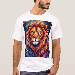 Camiseta Leão na Galáxia Estelar Cósmica
