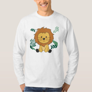 Camiseta Leão Na Selva De Animais De Corte Para Crianças E