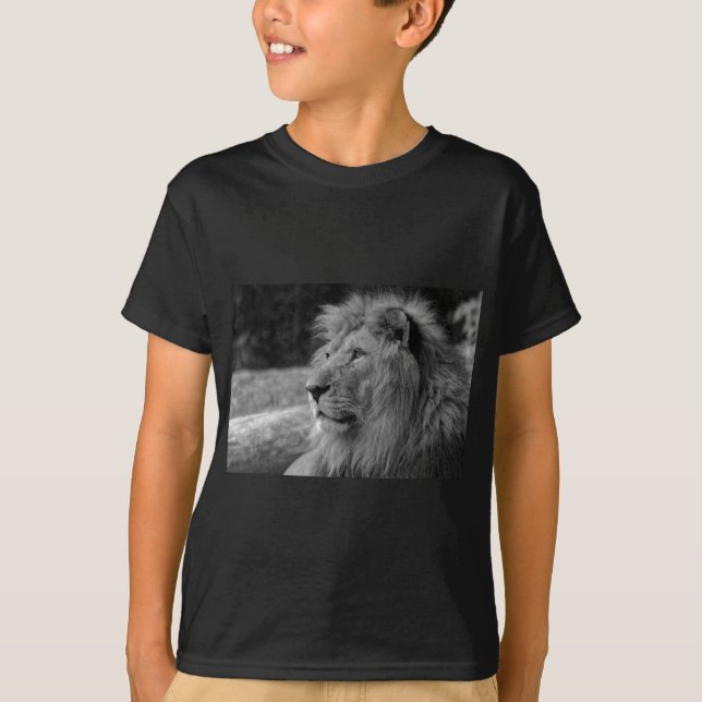 Camiseta Leão Negro e Branco - Animal Selvagem (Frente)
