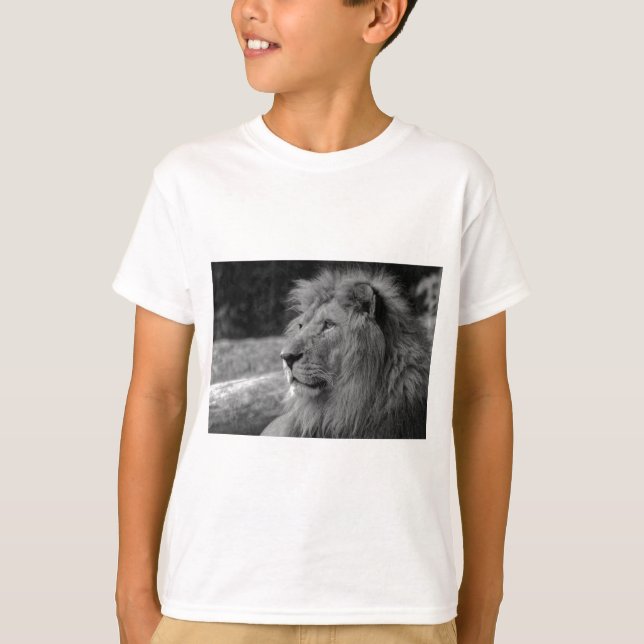 Camiseta Leão Negro e Branco - Animal Selvagem (Frente)