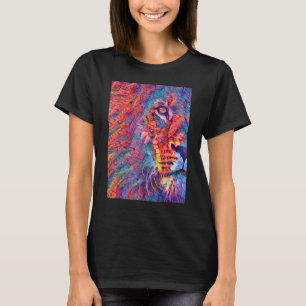 Camiseta Leão O Majestoso Rei Cute Onda de Cor Anim Jungle